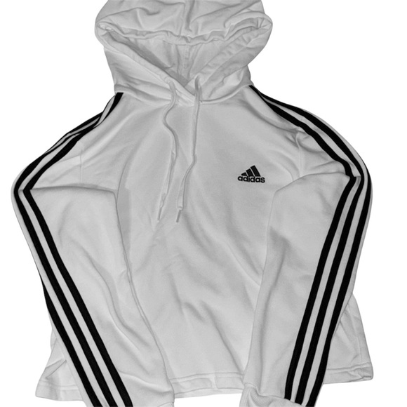 Adidas White Hoodie with Black Stripes - Picture 1 of 4